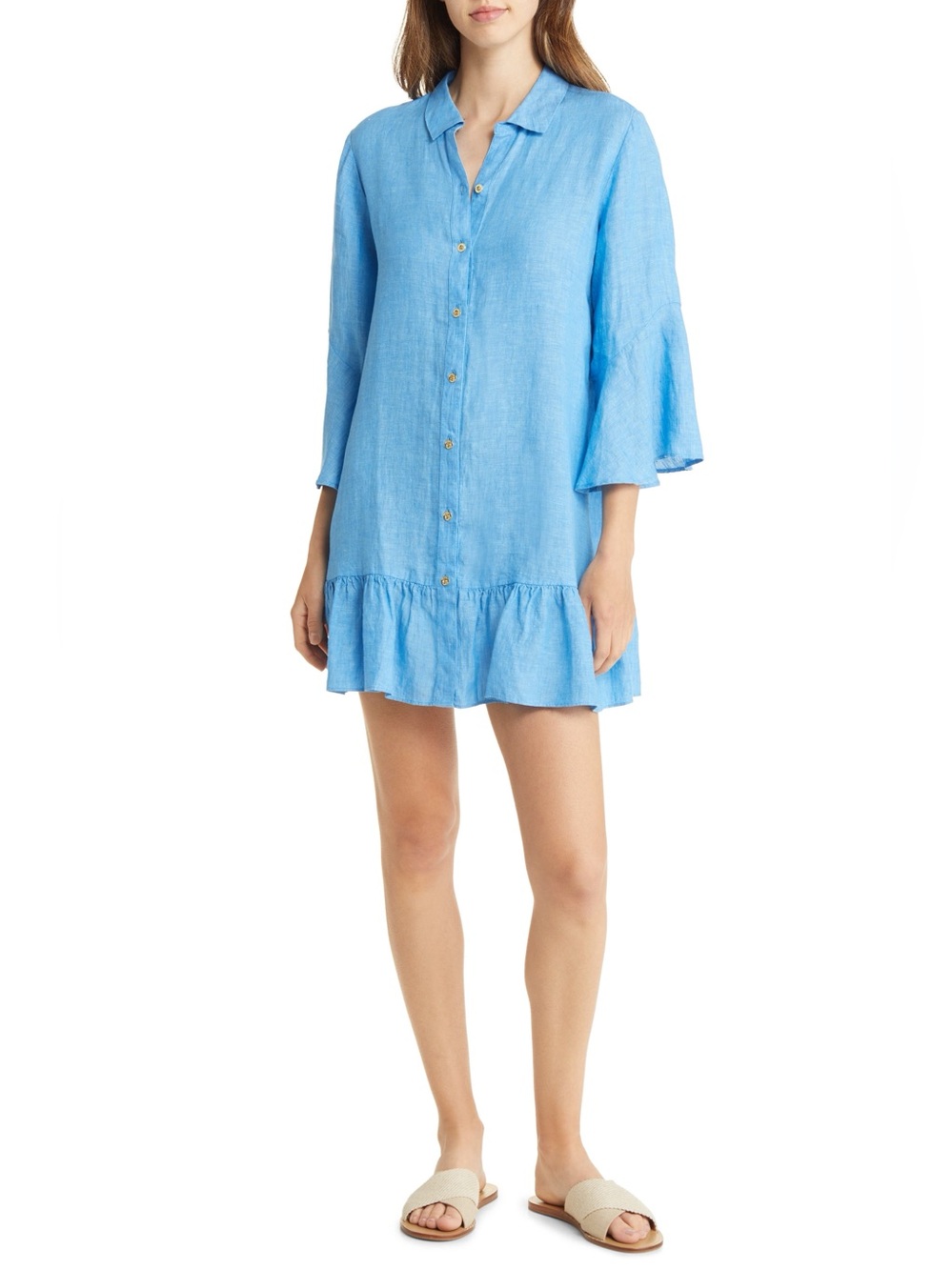 Lilly Pulitzer Linley Linen Cover-Up Dress in Light Blue